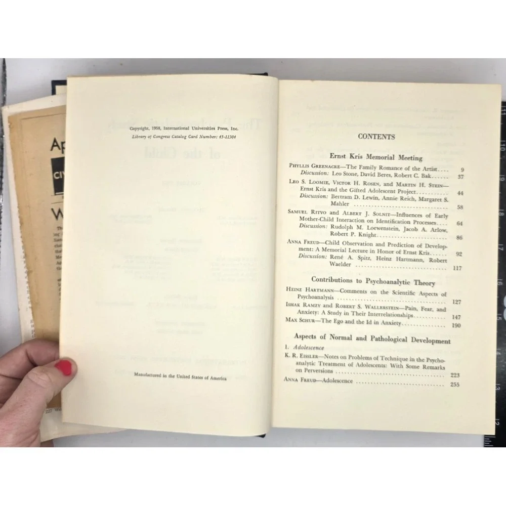 The Psychoanalytic Study‎ of the Child Vol XIII Hardcover w/DJ & Ephemera